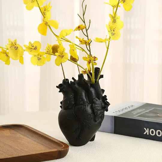 Heart Shaped Bamboo and Wood Vase for Decorative Display