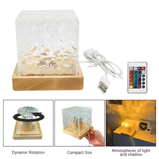 Water Ripple Projection Night Light with Remote Control, 16 Colours