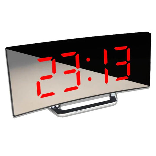 Digital Alarm Clock with Curved LED Mirror Screen