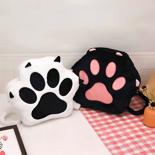 Cat Paw Plush Backpack Purse with Adjustable Straps for Women