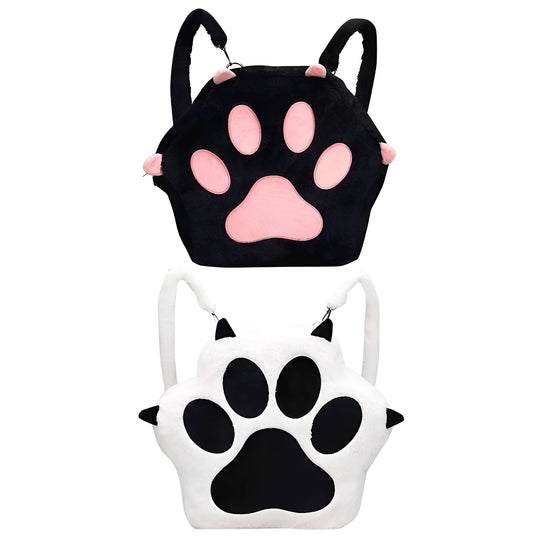 Cat Paw Plush Backpack Purse with Adjustable Straps for Women
