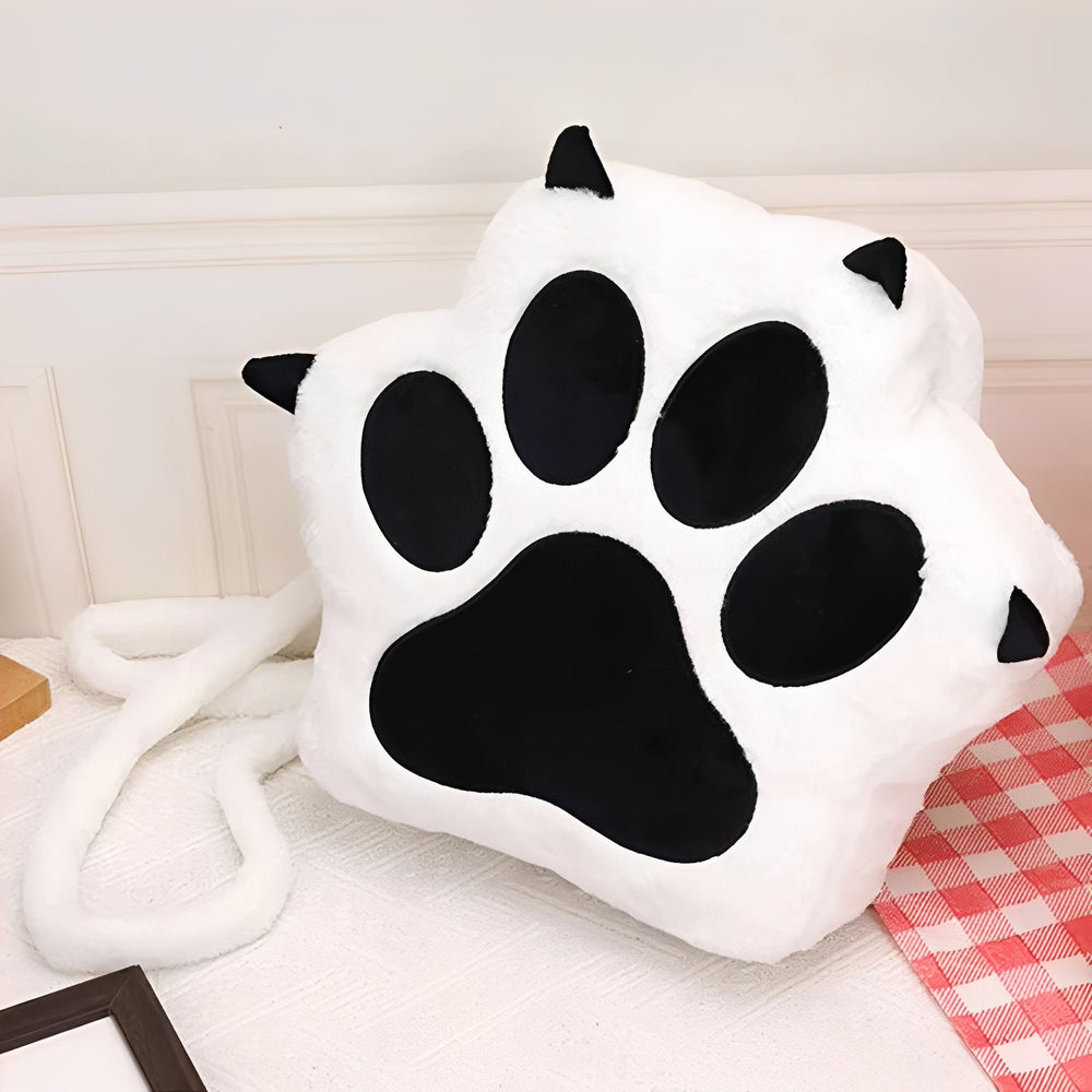 Cat Paw Plush Backpack Purse with Adjustable Straps for Women