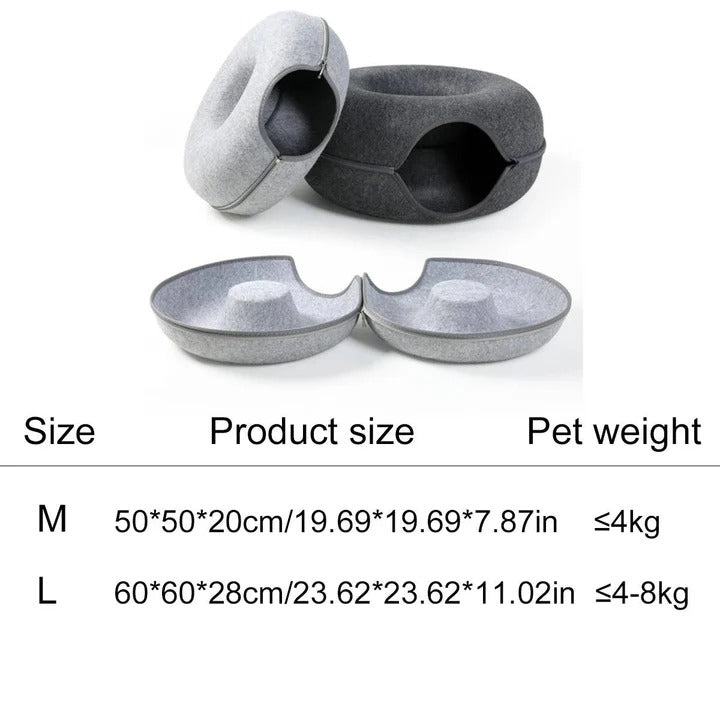 Round Donut Cat Bed with Plush Cushion