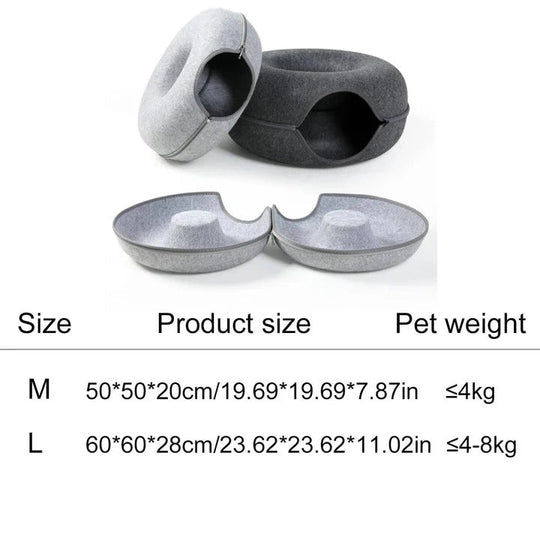 Round Donut Cat Bed with Plush Cushion
