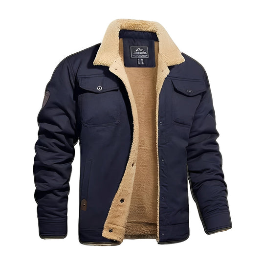 Retro Plush Jacket for Men, Windproof Winter Streetwear