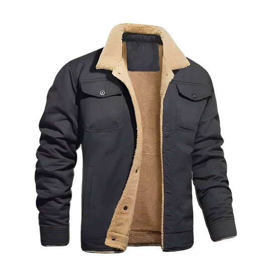 Retro Plush Jacket for Men, Windproof Winter Streetwear