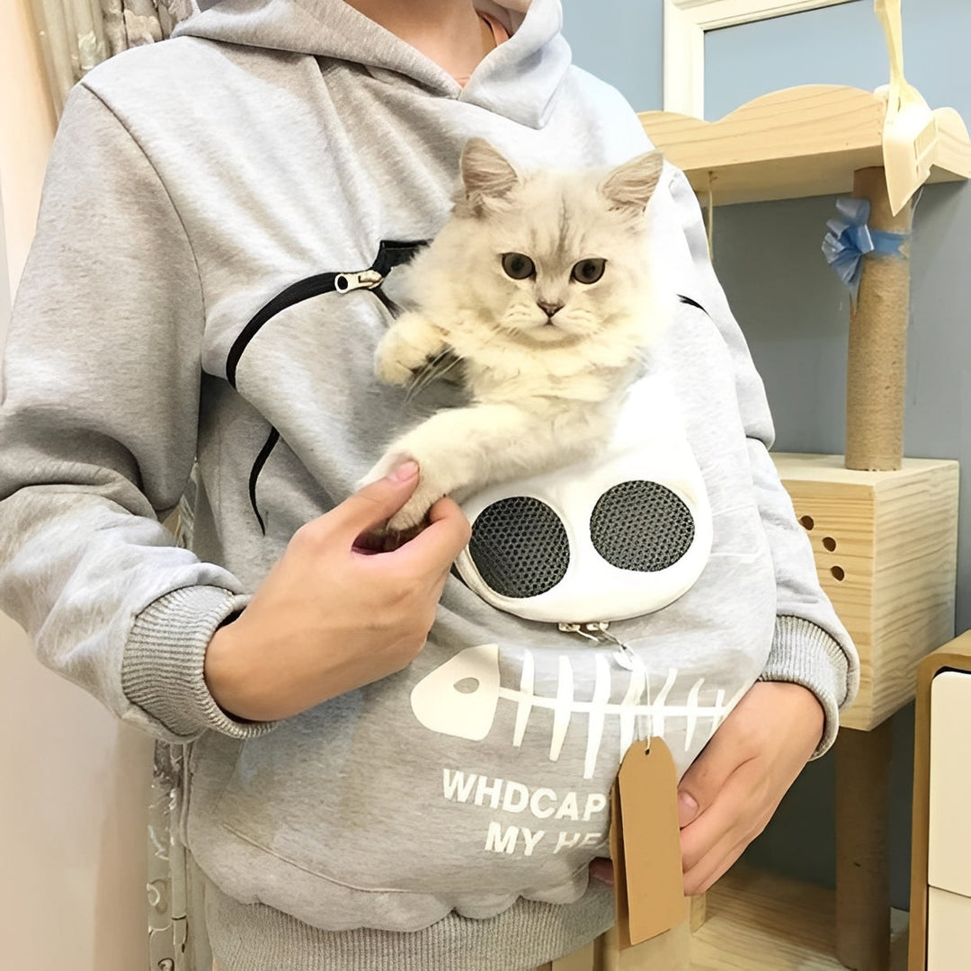 Cat Lover Hoodie with Cuddle Pouch for Pets