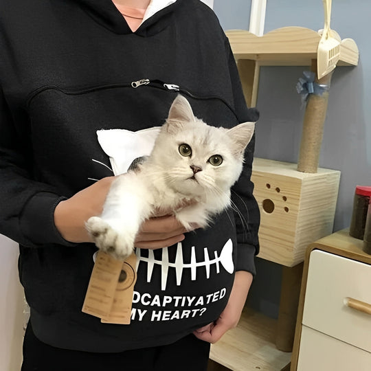 Cat Lover Hoodie with Cuddle Pouch for Pets