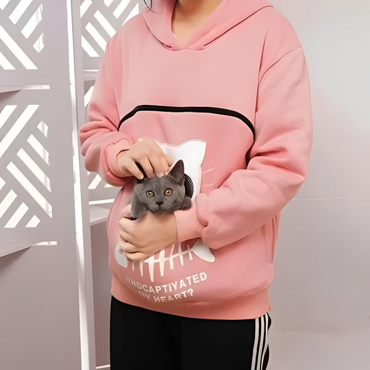 Cat Lover Hoodie with Cuddle Pouch for Pets