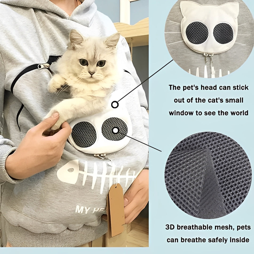 Cat Lover Hoodie with Cuddle Pouch for Pets