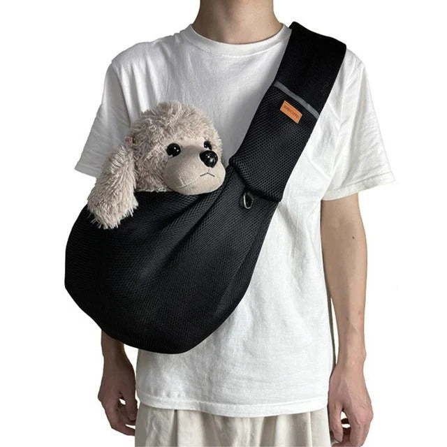 Mesh Crossbody Dog Carrier Sling with Padded Strap