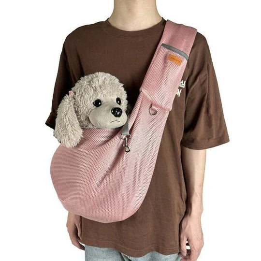 Mesh Crossbody Dog Carrier Sling with Padded Strap