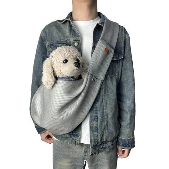 Mesh Crossbody Dog Carrier Sling with Padded Strap