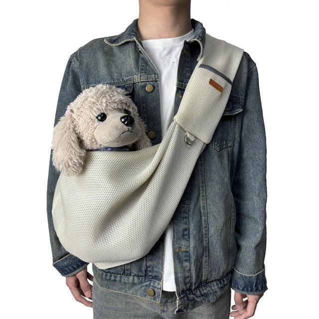 Mesh Crossbody Dog Carrier Sling with Padded Strap