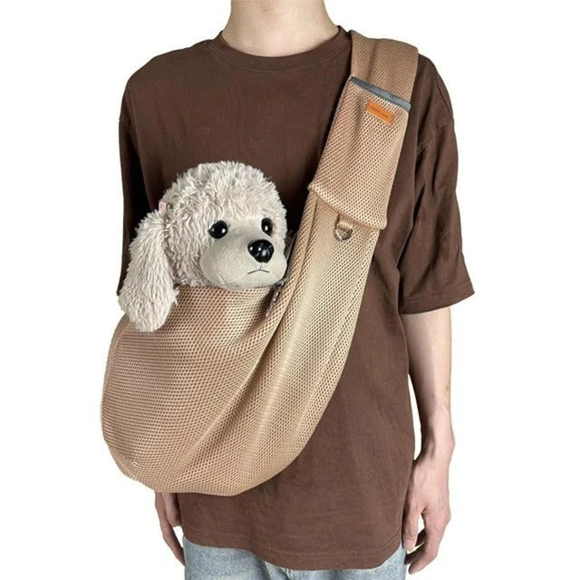 Mesh Crossbody Dog Carrier Sling with Padded Strap