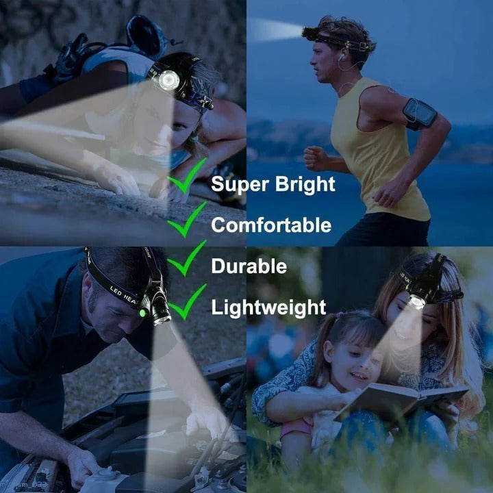 USB Rechargeable LED Headlamp for Hands-Free Lighting