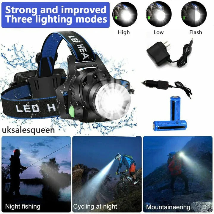 USB Rechargeable LED Headlamp for Hands-Free Lighting