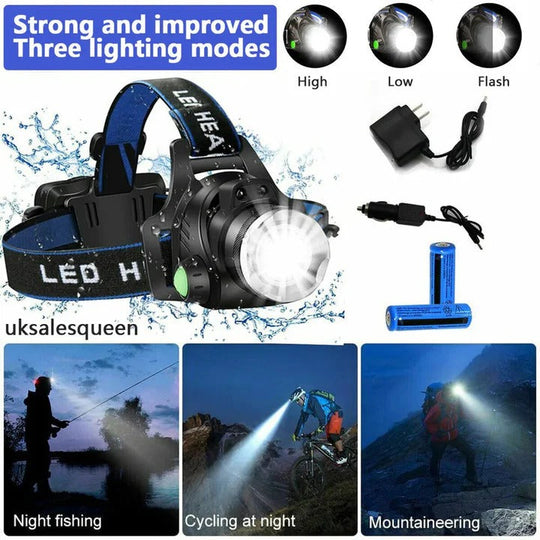 USB Rechargeable LED Headlamp for Hands-Free Lighting