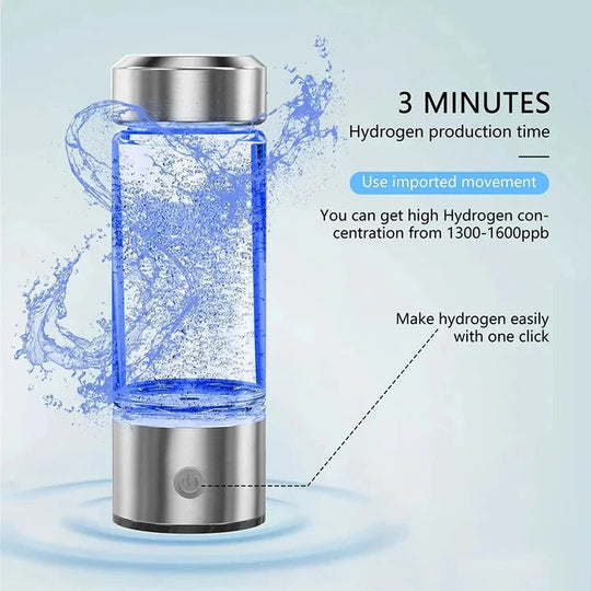 Rechargeable Hydrogen Water Generator Bottle for Home and Travel