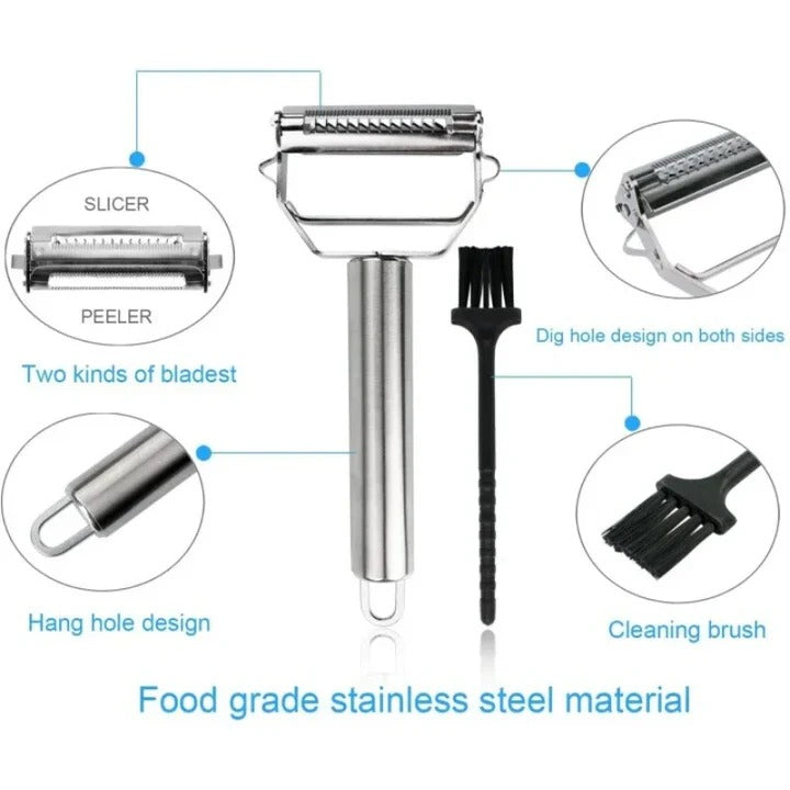 Stainless Steel Vegetable Peeler with Julienne Blade Attachment