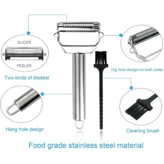 Stainless Steel Vegetable Peeler with Julienne Blade Attachment