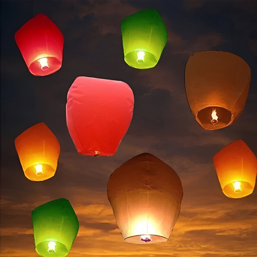 Hanging Paper Lanterns with Multicolour Decorative Design