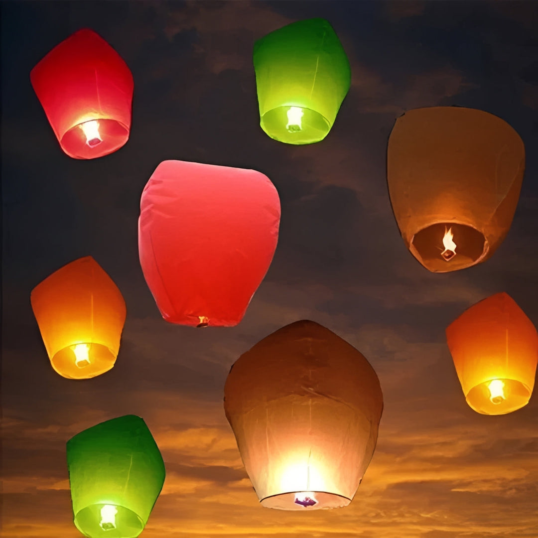 Hanging Paper Lanterns with Multicolour Decorative Design
