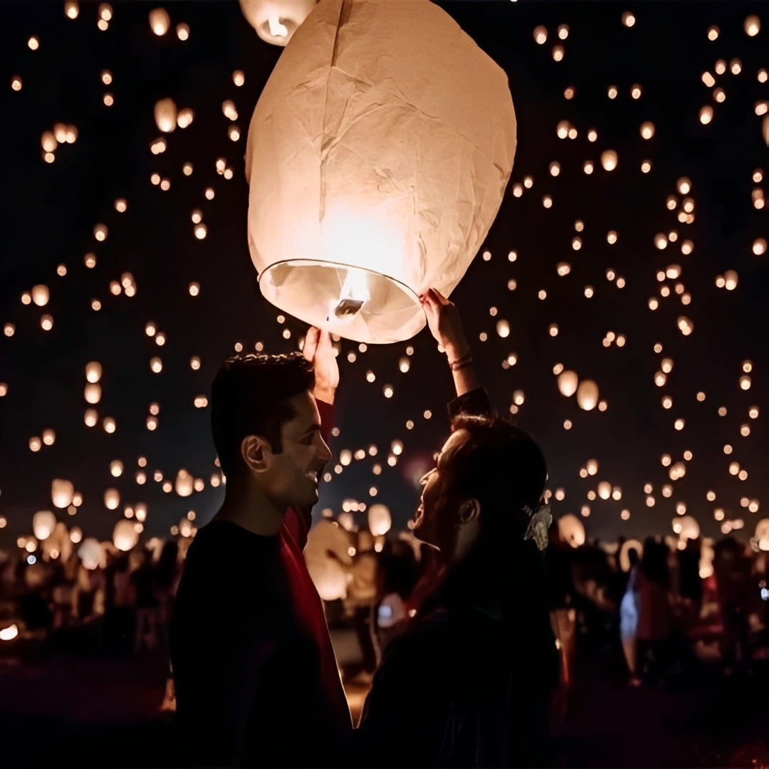 Hanging Paper Lanterns with Multicolour Decorative Design