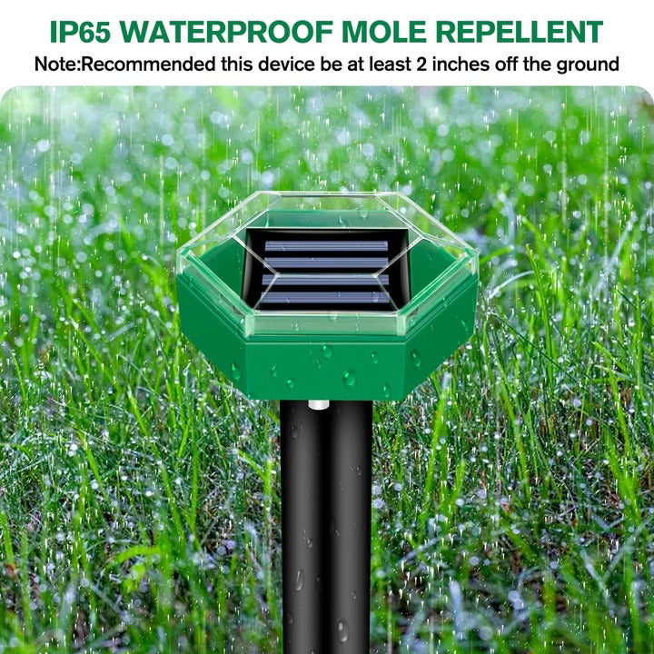 Solar Powered Ultrasonic Mole Repeller, Set of 4