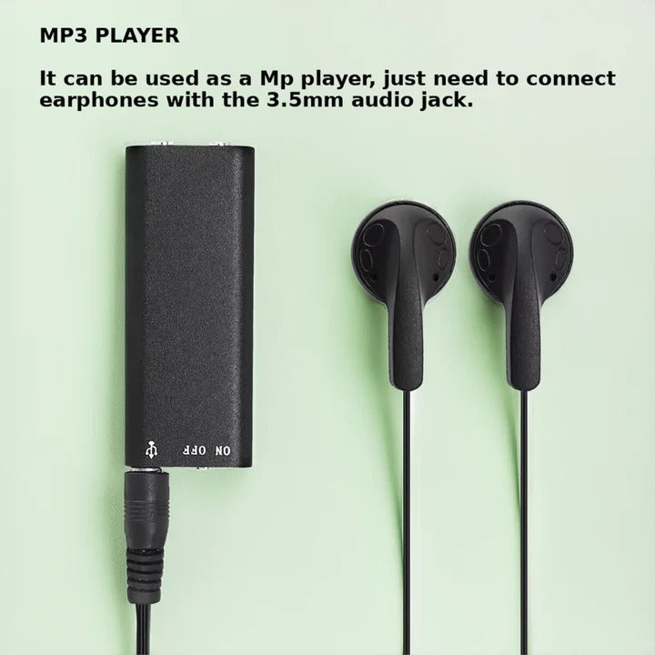 Compact Voice Activated Audio Recorder with Memory Storage