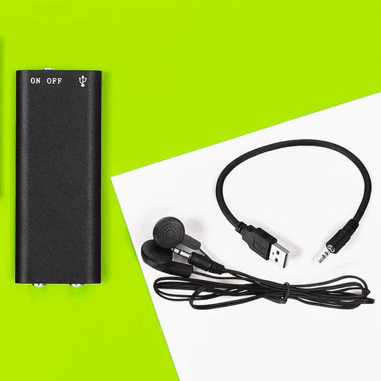 Compact Voice Activated Audio Recorder with Memory Storage