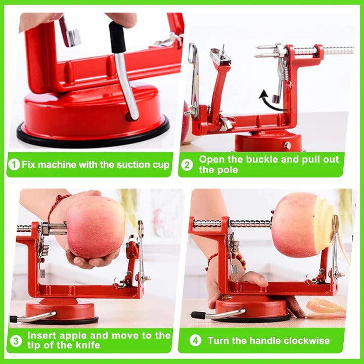 Stainless Steel Apple Peeler and Spiral Slicer for Kitchen Preparation