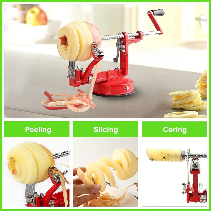 Stainless Steel Apple Peeler and Spiral Slicer for Kitchen Preparation