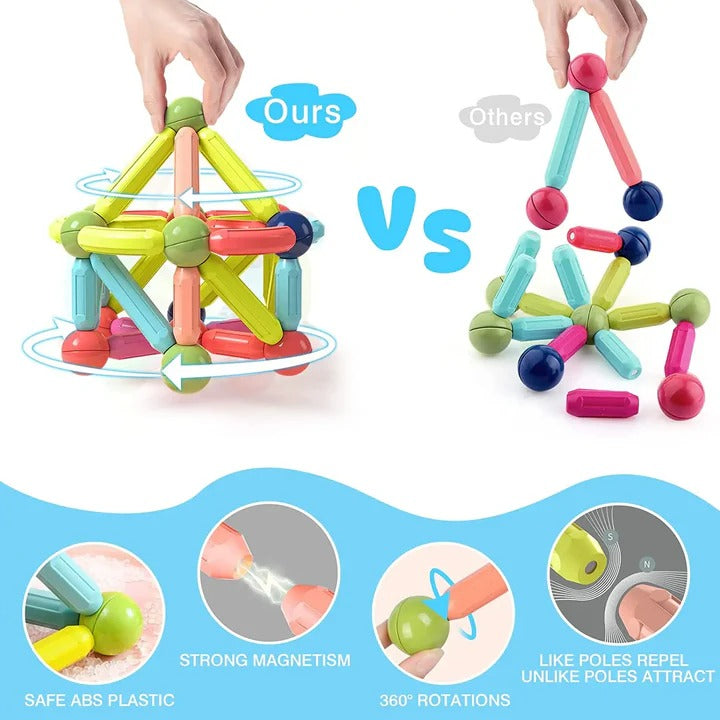 Magnetic Building Sticks and Balls Toy Set for Kids, 98 Pieces
