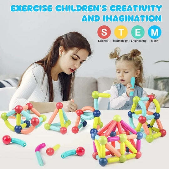Magnetic Building Sticks and Balls Toy Set for Kids, 98 Pieces