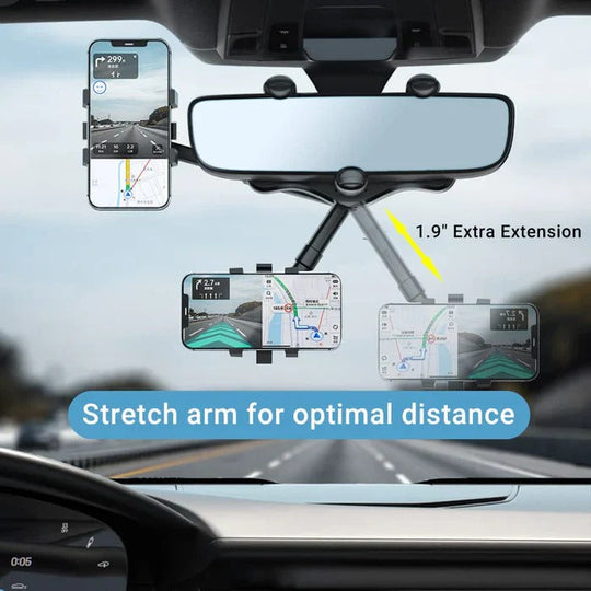 360 Degree Rotatable Car Phone Holder for Rear View Mirror