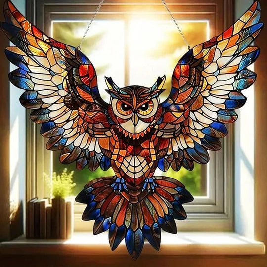 Rainbow Prism Glass Suncatcher for Windows, Decorative Bird and Owl Designs