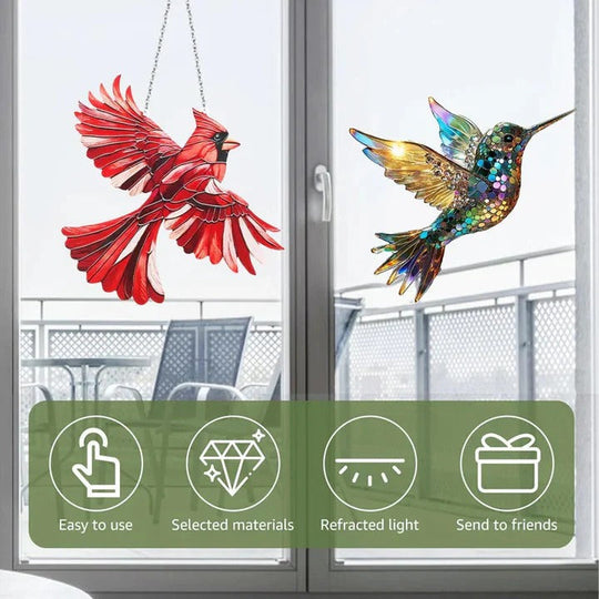 Rainbow Prism Glass Suncatcher for Windows, Decorative Bird and Owl Designs