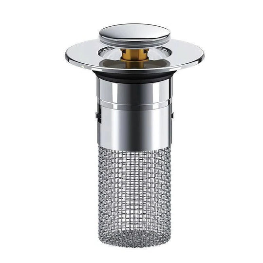 Pop-Up Sink Drain Plug with Hair and Debris Catcher for Bathroom and Kitchen