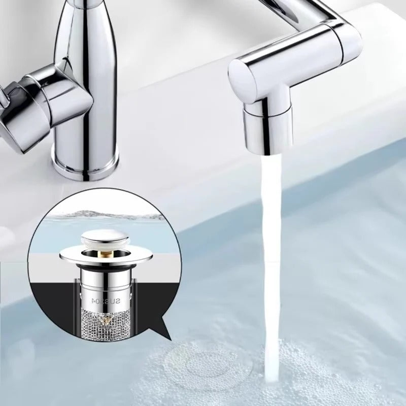 Pop-Up Sink Drain Plug with Hair and Debris Catcher for Bathroom and Kitchen