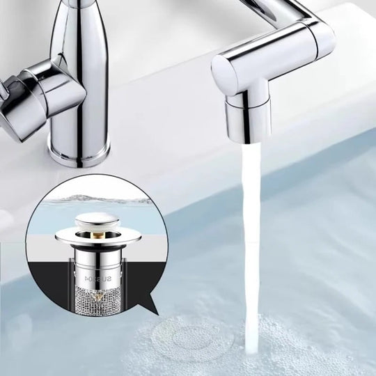 Pop-Up Sink Drain Plug with Hair and Debris Catcher for Bathroom and Kitchen