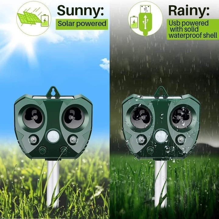 Ultrasonic Solar Powered Animal Repeller for Outdoor Use