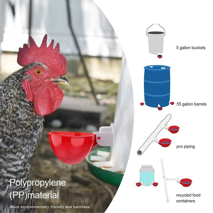 Automatic Chicken Waterer Set, Set of 10