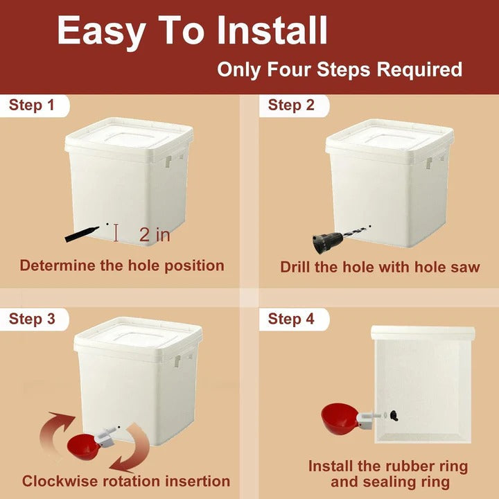 Automatic Chicken Waterer Set, Set of 10