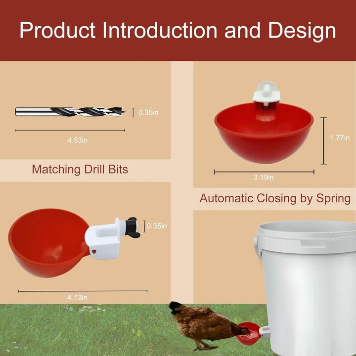 Automatic Chicken Waterer Set, Set of 10