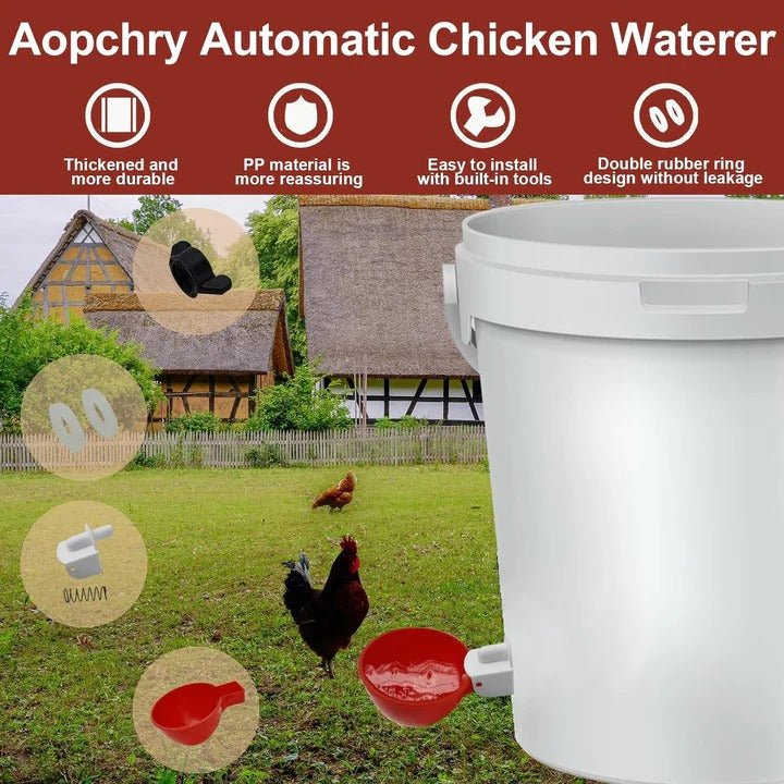 Automatic Chicken Waterer Set, Set of 10