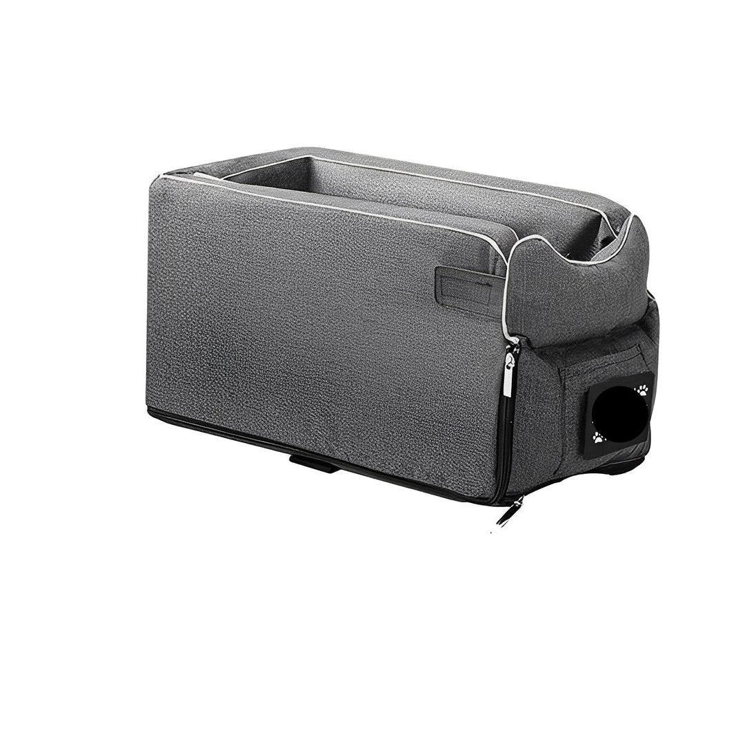 Compact Pet Travel Seat for Cars, Armrest Mount, Zipper Closure, Small Pets