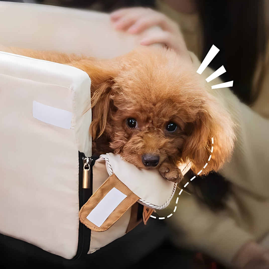 Compact Pet Travel Seat for Cars, Armrest Mount, Zipper Closure, Small Pets