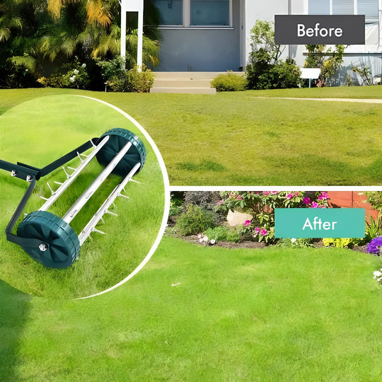 Lawn Aerator Tool with Steel Spikes, Manual Soil Aeration for Yard and Garden