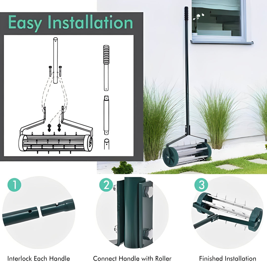 Lawn Aerator Tool with Steel Spikes, Manual Soil Aeration for Yard and Garden